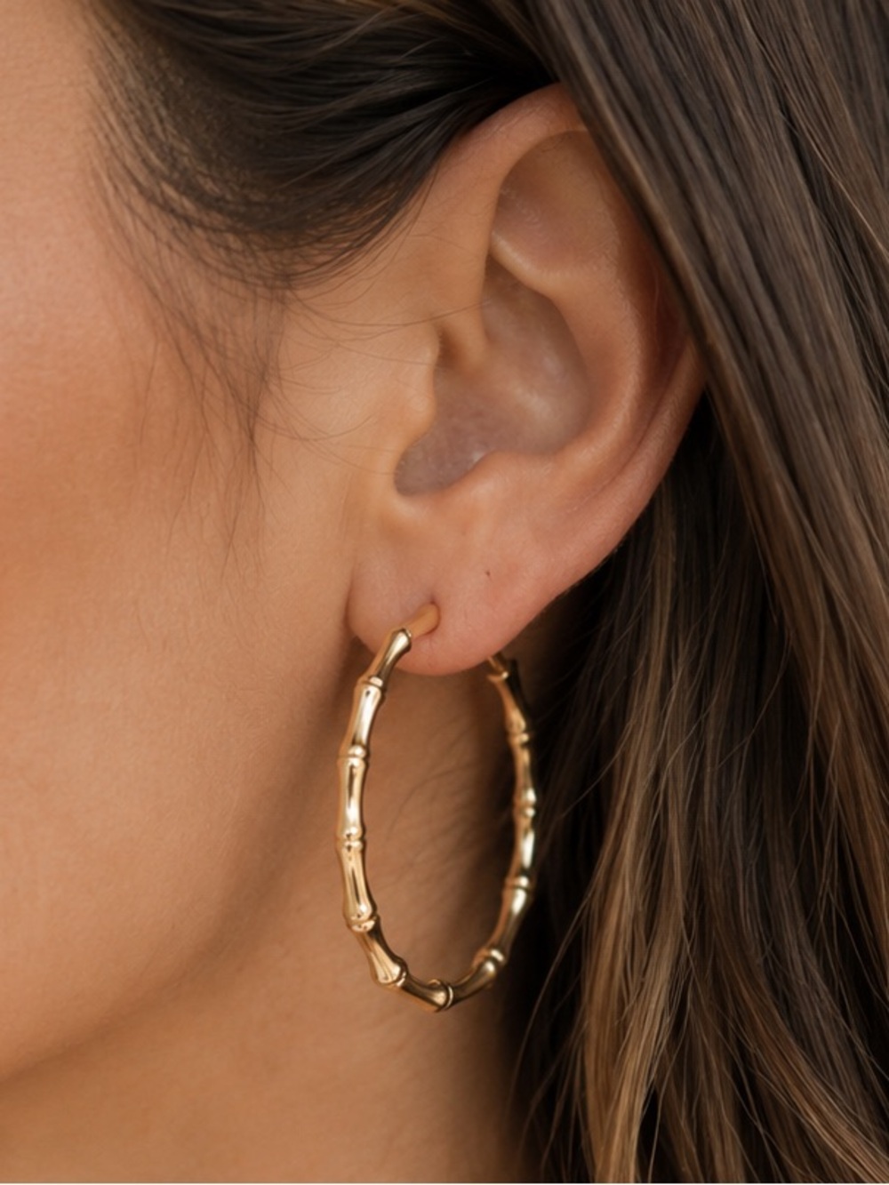Lilly Pulitzer Gold Toned Bamboo-Textured Hoop Earrings